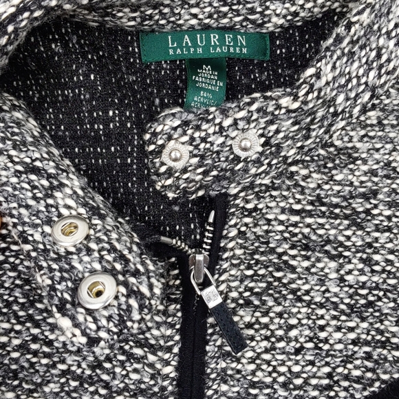 Lauren Ralph Lauren Wmns M Black & White Marled Zip Jacket - Picture 6 of 9